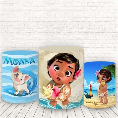 Trio Capas Cilindros Sublimados Tema Moana 239 Painel Festivo