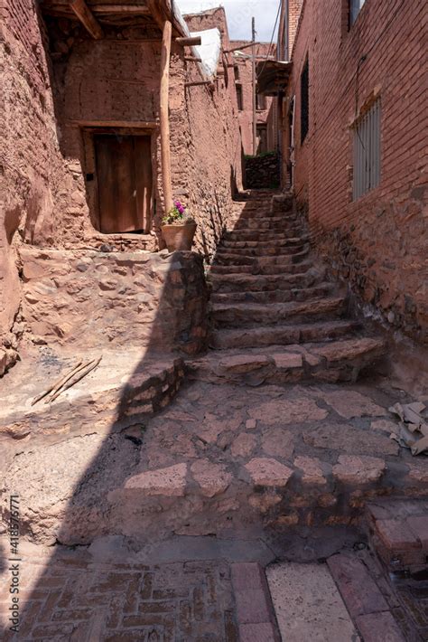 Streets Of Famous Old Iranian Village Of Abyaneh Barzrud Rural