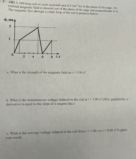 Solved 2 40 A 200 Loop Coil Of Cross Sectional Area 8 5 Chegg