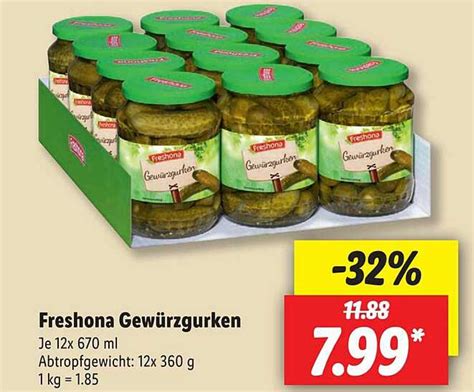 Freshona Gewürzgurken Angebot bei Lidl 1Prospekte de