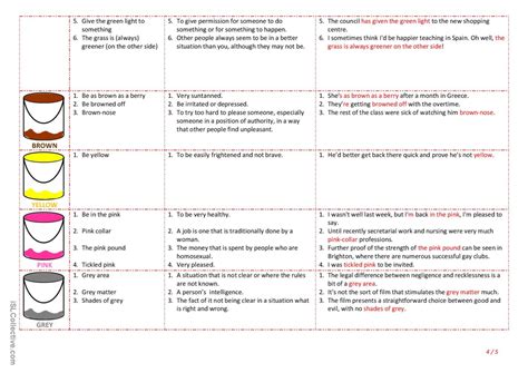 Colours Idioms English Esl Worksheets Pdf And Doc