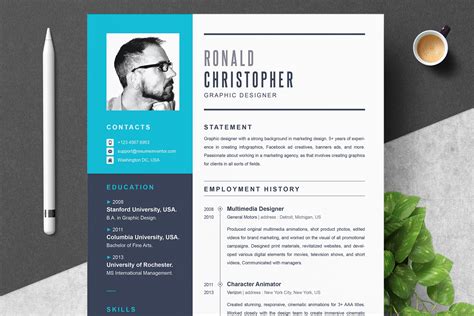 Graphic Designer Resume Template - Design Cuts