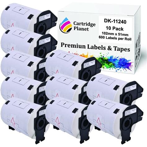 Buy 10 Pack Compatible Label Roll For Brother Dk 11240 Dk11240 102mm X 51mm 600 Labels Per Roll