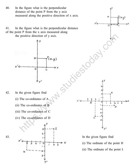 Cbse Class 9 Mental Maths Coordinate Geometry Worksheet