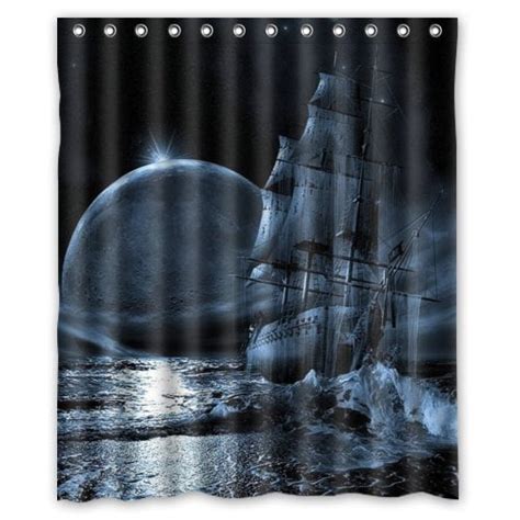 Mohome Nautical Vintage Sailing Pirate Ship Theme Shower Curtain