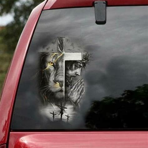 Buy Lion Christ Cross And God Praying Sticker Decal Jesus Decal Jesus