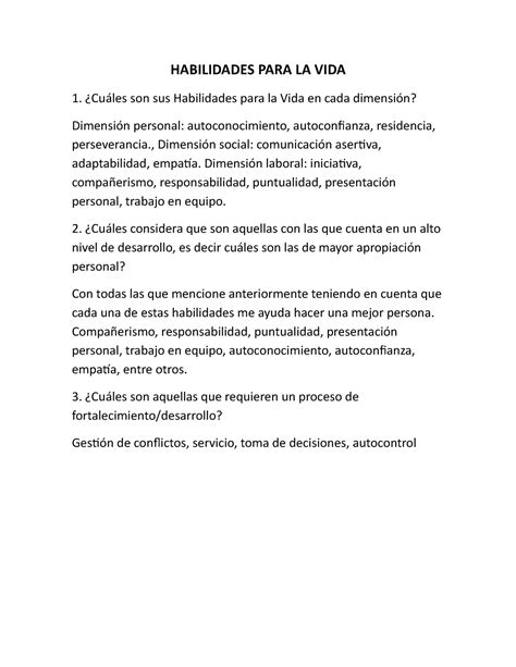 Habilidades Para La Vida Habilidades Para La Vida ¿cuáles Son Sus