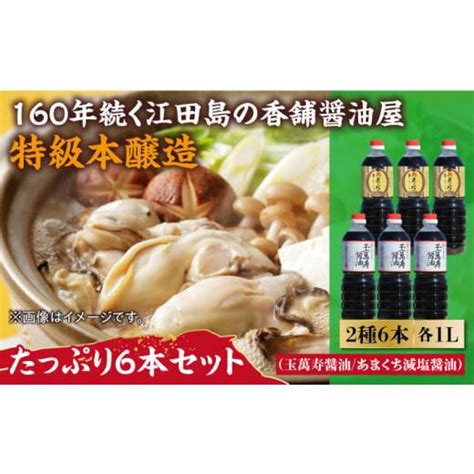 ふるさと納税 忙しいあなたに！これ1本で美味しい味付け！たっぷり6本セット（玉萬寿醤油／あまくちうす塩醤油） 料理 しょうゆ しょう油＜有限