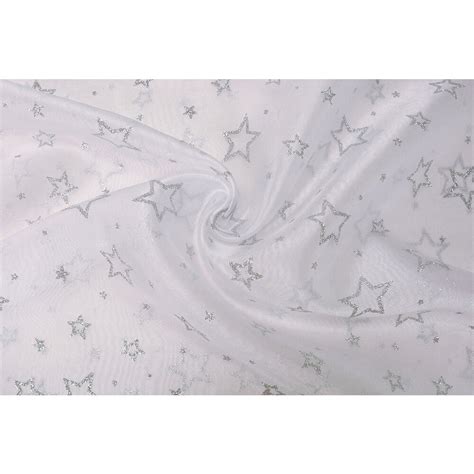 Luxury Organza Stars Silver White Yes Fabrics