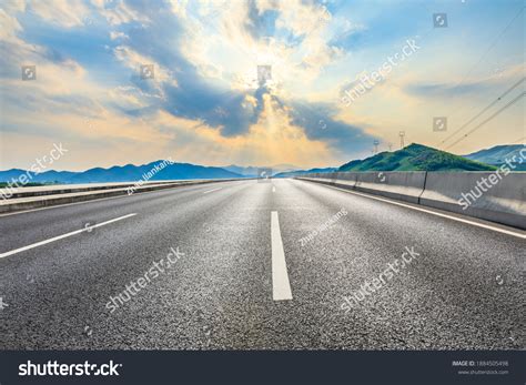 Asphalt Road Mountain Sunsetroad Mountain Background Stock Photo