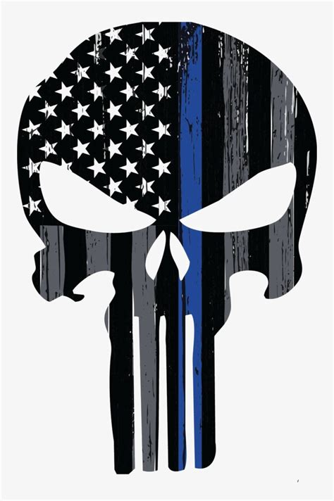 Punisher Png Transparent Image Blue Line Punisher Skull Transparent