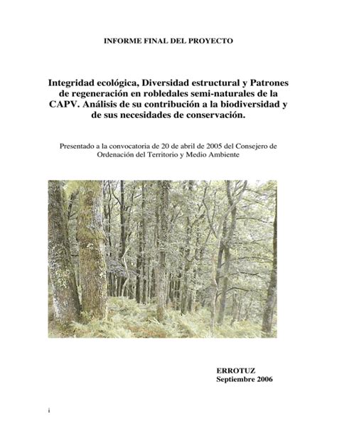 Integridad ecológica Diversidad estructural y Patrones de