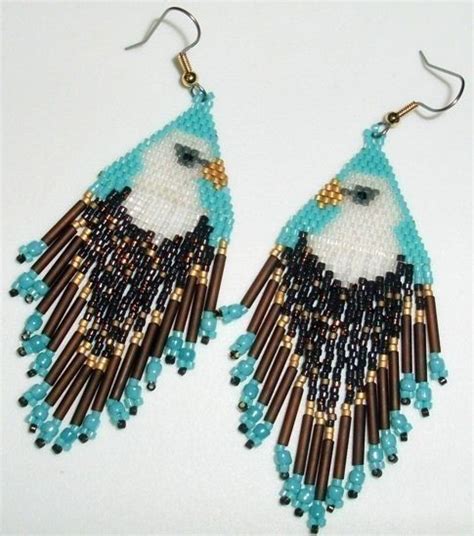 Native American Beaded Earrings Tribute To The Eagle Via Etsy