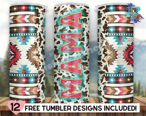 Aztec Tribal Mama Oz Skinny Tumbler Cowhide Navajo Mom Tumbler Wrap