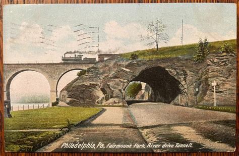 Vintage Postcard River Drive Tunnel Fairmont Park Philadelphia