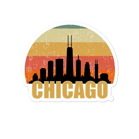 Chicago Skyline Silhouette Sticker I Love Chicago Sticker Chi Town