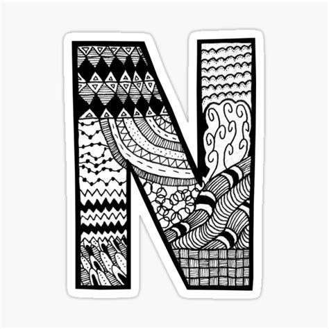 Zentangle Letter N Sticker For Sale By Jsh Designs Redbubble