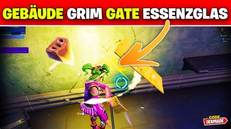 Triff Gebäude bei Grim Gate um ein Essenzglas einzusammeln Fortnite