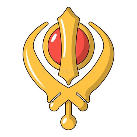 Khanda Symbol Sikhism Religion Icon Cartoon Style Stock Vector