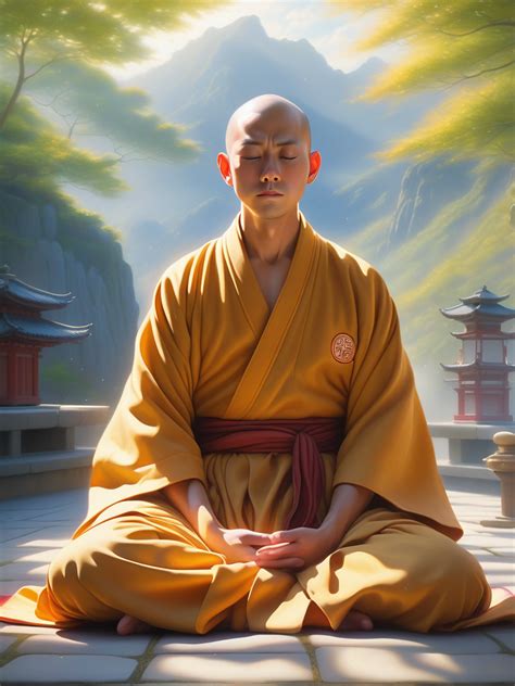 A meditating zen monk wearing the zen robes by Ingrid Michalke - Playground