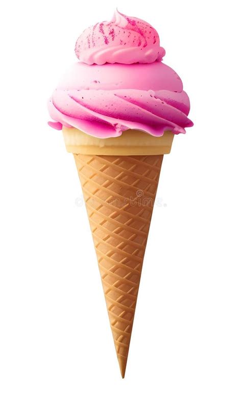 Pink Soft Serve Ice Cream Isolated On White Background Stock