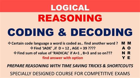 Coding Decoding Reasoning Tricks Coding And Decoding Logical