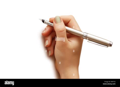 Hand Holding Pen Isolated On White Background Stock Photo Alamy