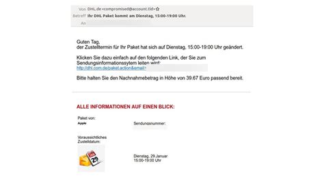 Gefälschte DHL E Mails Diese Versionen sind aktuell im Umlauf NETZWELT