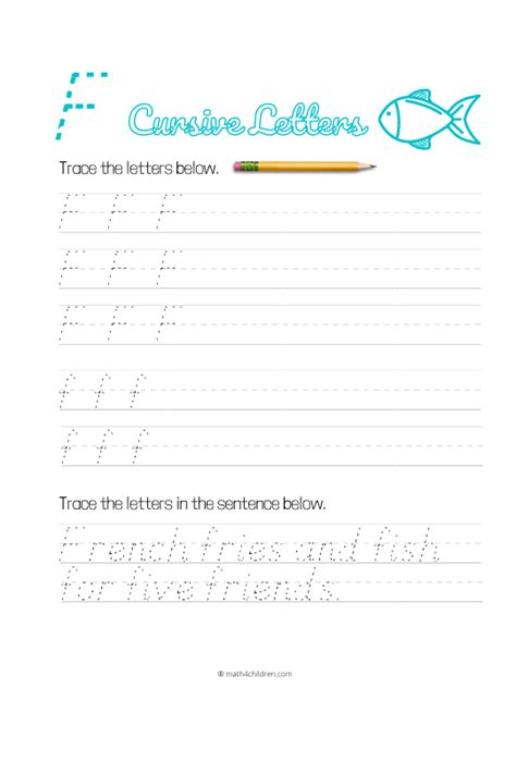 Cursive F Worksheet Cursive Handwriting Letter F