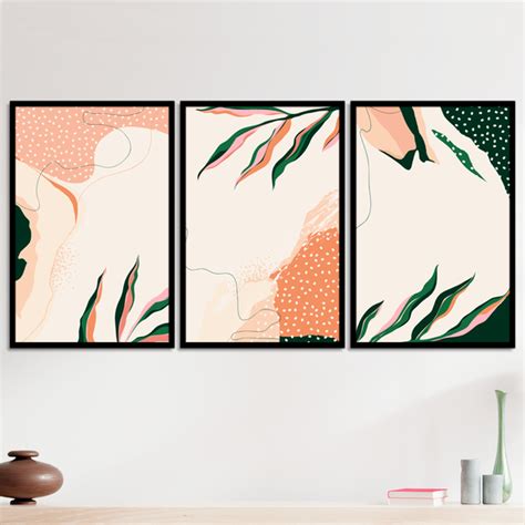 Quadro Decorativo Jogo Vidro Escandinavo Floral Abstrato Elo7