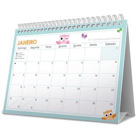 Calendário De Mesa 2022 Corujinhas 2264486 Spiral Cx 1 Un Suprimentos Para Escritório