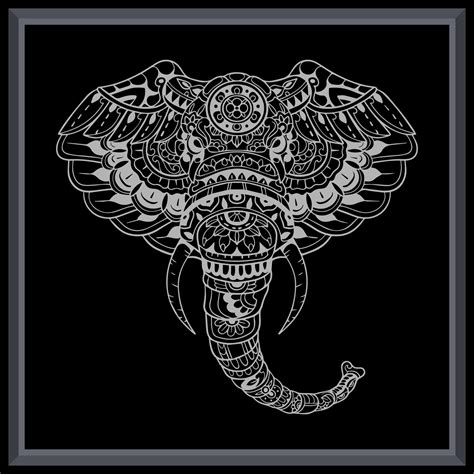 Elephant head mandala arts isolated on black background. 36557894 ...