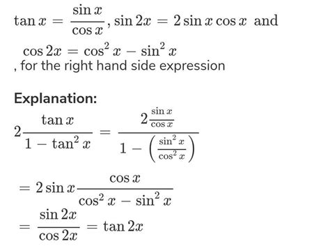 prove: tan2x = (2tanx)/ (1 - tan^2 x) - Maths - Introduction to ...