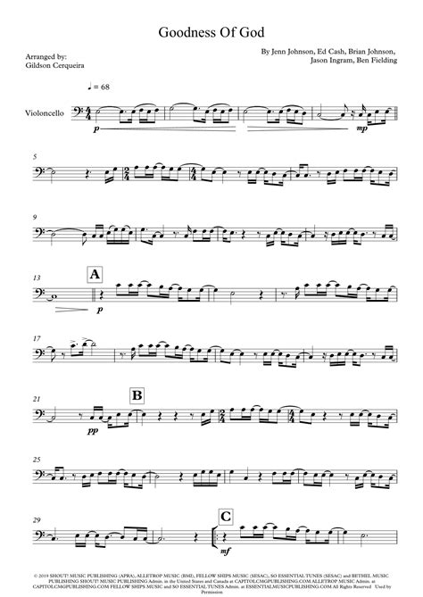 Goodness Of God Arr Gildson Cerqueira Sheet Music Bethel Music And