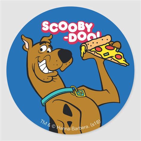 Scooby Doo With Pizza Slice Classic Round Sticker Zazzle Scooby Doo Scooby Scooby Doo Images