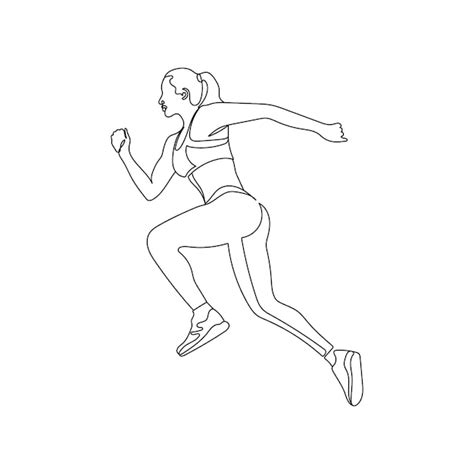 Mujer Atleta Corriendo Dibujo De Una L Nea Ilustraci N Vectorial