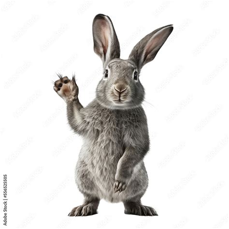 Lapin Gris Debout Sur Ses Pattes Arri Res Et Qui Dit Bonjour Fond