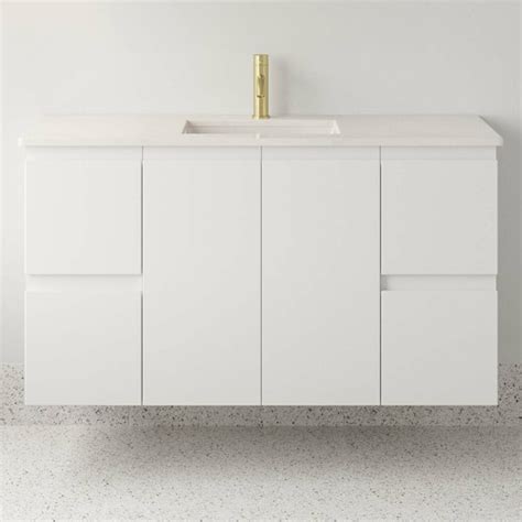 Sarah Bianco Marble Look Fingerpull Satin White Wall Hung Vanity Unit