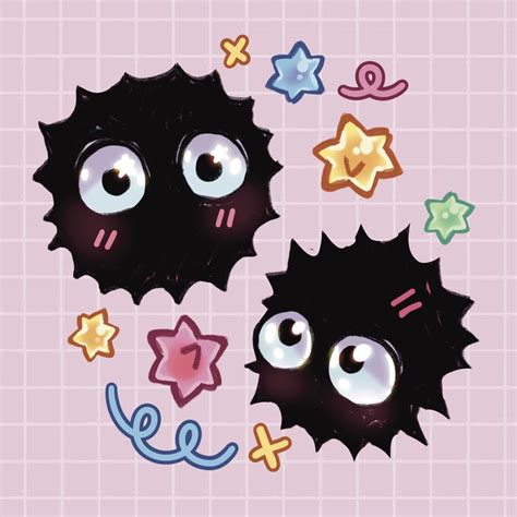 Soot Sprite Print Mini Spirited Away Wall Art Etsy Soot Sprites