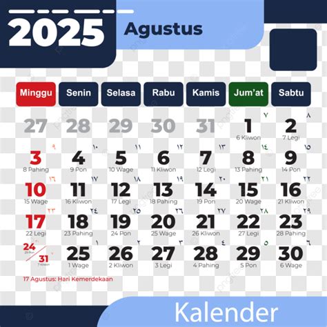august  complete indonesian calendar vector  calendar