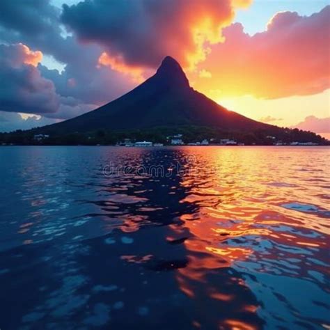 Bora Bora S Majestic Silhouette at Sunset, Ocean Hues Deepen into ...