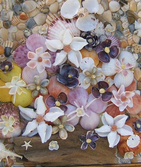 Beach Decor Seashell Flower Picture Seashell Crafts Shell Flowers