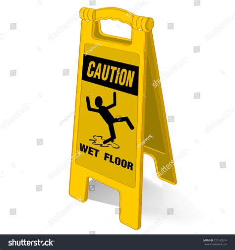 Vektor Stok Caution Wet Floor Sign Vector Tanpa Royalti 120155074