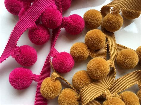 Hq 4 Colours Large Pom Poms Trim Pom Pom Fringe Trim Pom Pom Etsy Uk