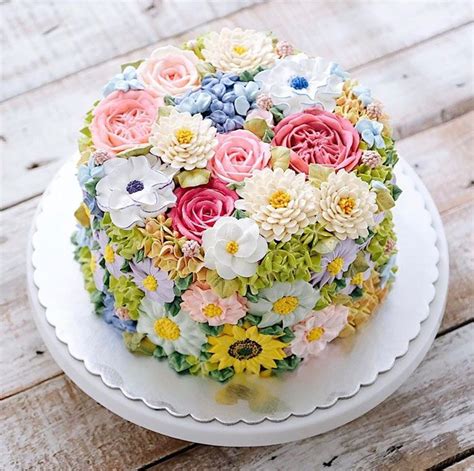 Spring Colourful Buttercream Flower Cakes Spring Cake Floral Cake