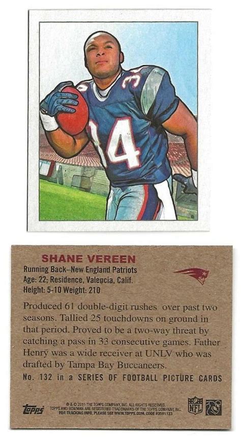 Shane Vereen Patriots Topps Mini Rookie Card A Ebay