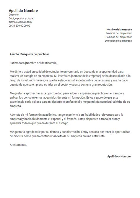 Modelo de carta de presentación para rellenar y descargar