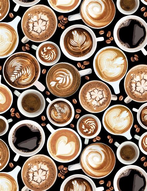 Many Cups Of Coffee With Different Designs On Them