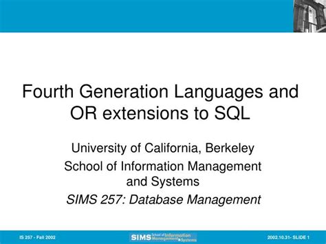 PPT - Fourth Generation Languages and OR extensions to SQL PowerPoint ...