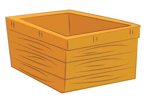 wooden blank box isolated  white background  vector art